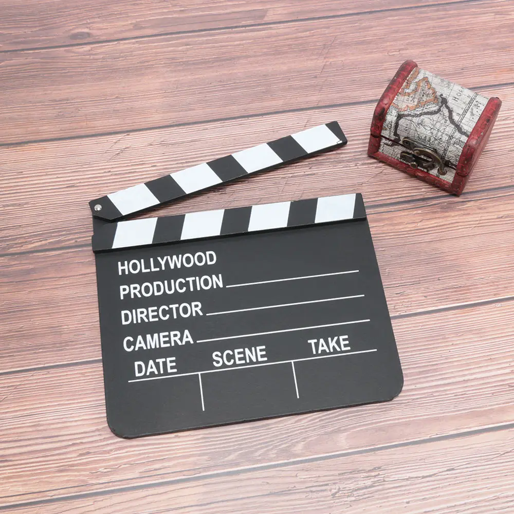 

Wooden Director Video Scene Clapperboard TV Movie Action Clapper Board Home Office Desktop Decor Photo Props