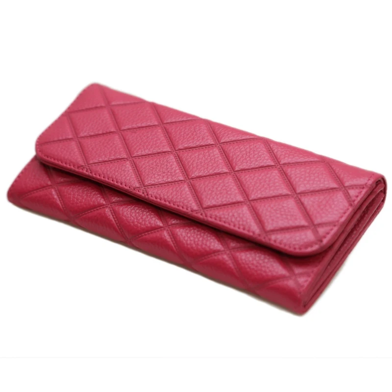 

Women's new European and American style first layer leather long paragraph multi-card wallet leather fashion rhombic trend origi
