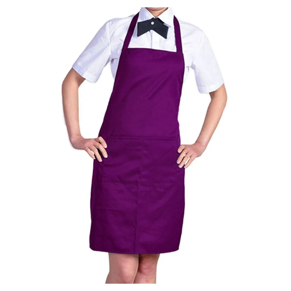 NOCM Plain Apron with Front Pocket Kitchen Cooking Craft Baking Purple