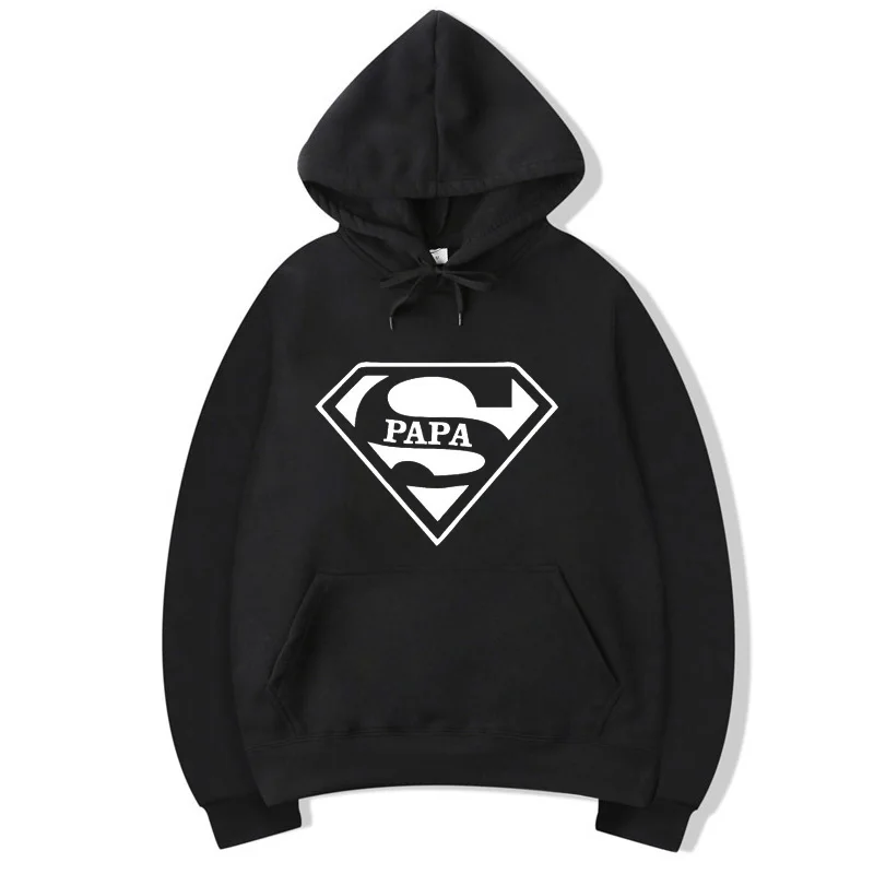 

Father's Day Gift Funny Birthday Present For Dad Super Papa Hoodies Men Autumn Winter Fleece Hoody Sweatshirts Pullover Jumper