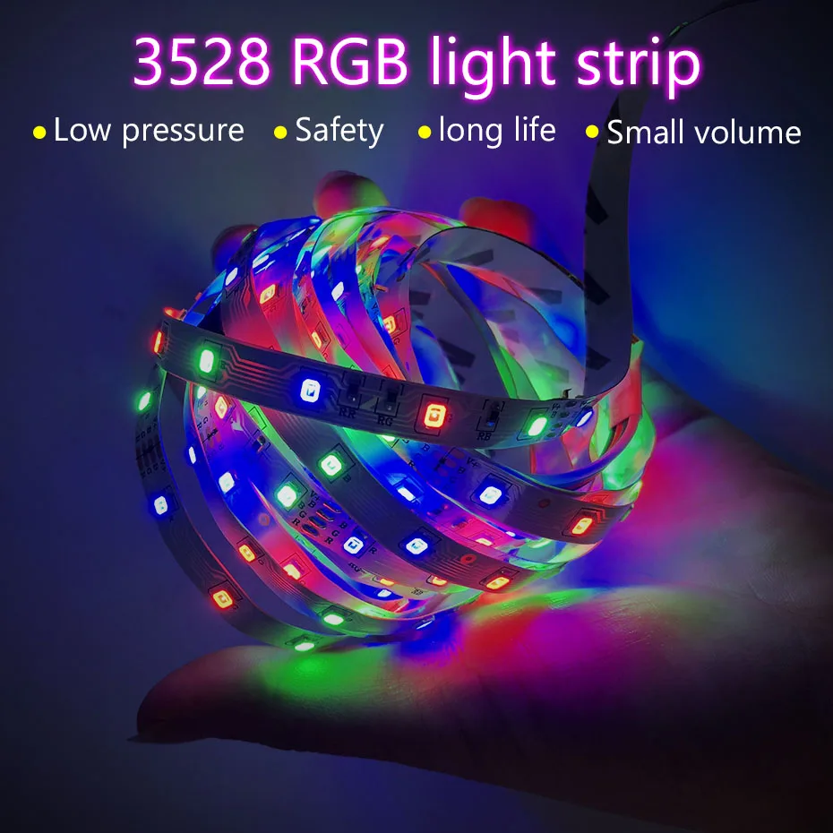 5M Waterproof LED Strip Light RGB SMD 3528 Flexible Led Strip DC 12 V 5 Meters RGB LED Light Addressable With Remote App Control (1)