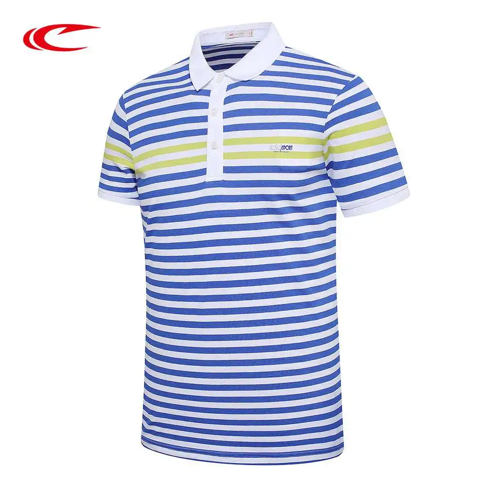 SAIQI Panelled Stripe Tennis Shirts Mens Turn Down Collar Short Sleeve