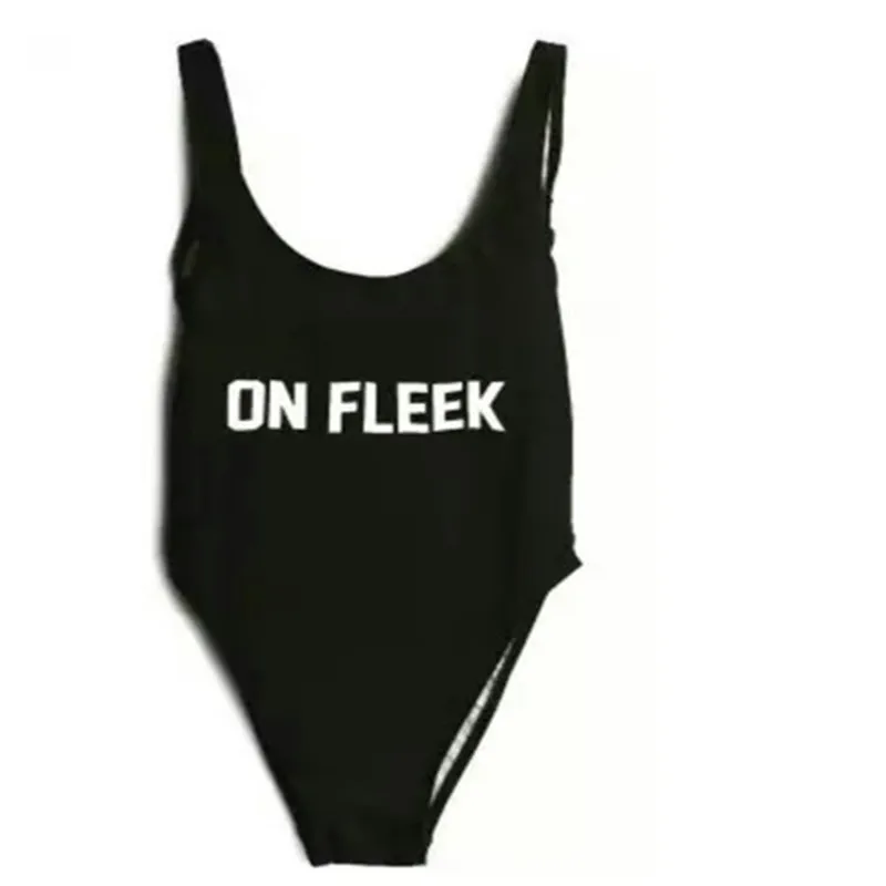 ON FLEEK Sexy Monokini One Piece Swimsuit Funny Letters Bathing Suit