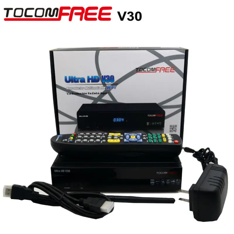 Receptor satellite Digital FTA TOCOMFREE Ultra HD V30 Full HD 8PSK+ cccam newcamd Twin Tuner ATSC