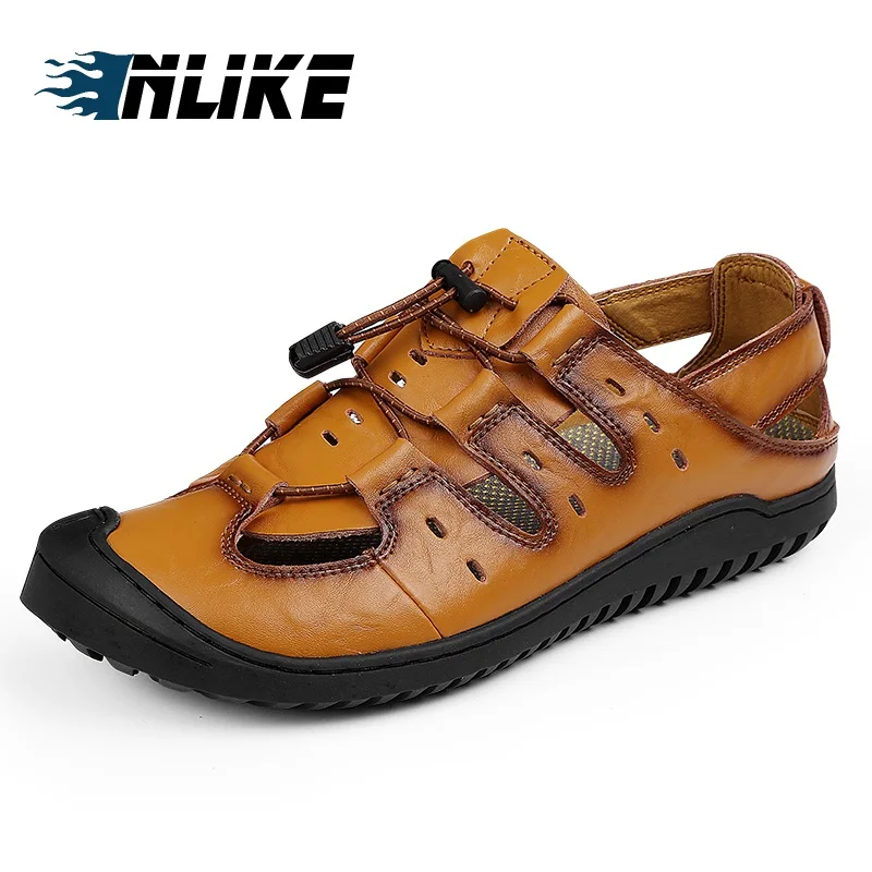 

Men Sandals Big Size Genuine Leather Men Soft Sandals Comfortable Men Summer Shoes Leather Sandals