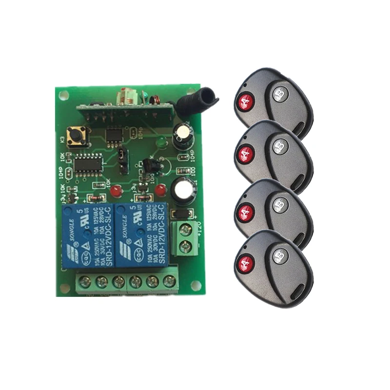 

DC 12V 24V 2 CH 2CH RF Wireless Remote Control 100M Switch System,Transmitter + Receiver,Momentary