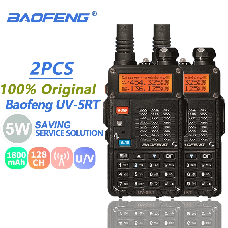 2 шт. Baofeng UV-5RT портативная рация VHF UHF 2 Way Радио портативное Любительское радио любительского КВ трансивера UV-5R плюс ручной Talki Walki