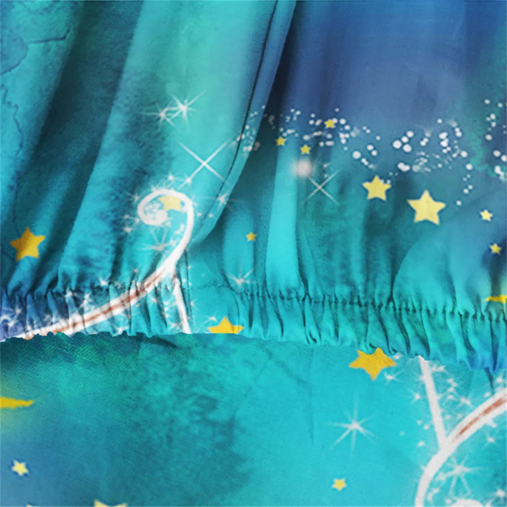 Красочная мультяшная простыня принцесса, 12 созвездий, простыня, сказочное постельное белье с принтом Галактики, глубокий карман, простыня D25