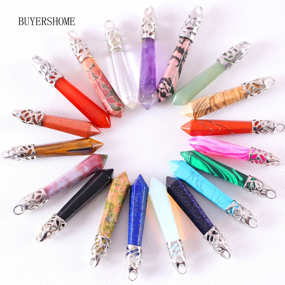 Colonna Esagonale 10X60 Millimetri Perle In Pietra Naturale Rhodonite Di Cristallo Onice Opale Unakite Epidoto Howlite Del Pendente Per La Collana 1 P