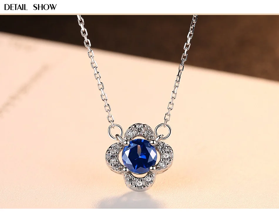 

S925 sterling silver necklace with blue gems simple wild female necklace CS11
