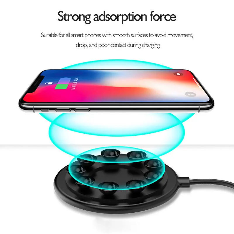 

QI wireless Portatil Mobile charger 10W Fast charge ultra-thin small sucker for iphone xs max 8plus samsung s9 Charging Station