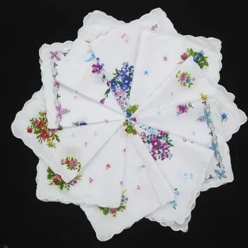 

10PCS Beautiful Printing Floral Handkerchiefs Square Pocket Women Handkerchief Portable Towels 28CM zakdoeken fazzoletto hanky