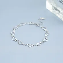 L& P модный 925 пробы Серебряный браслет для женщин с 11 подлинными 925 серебряными сердечками браслеты вечерние ювелирные изделия