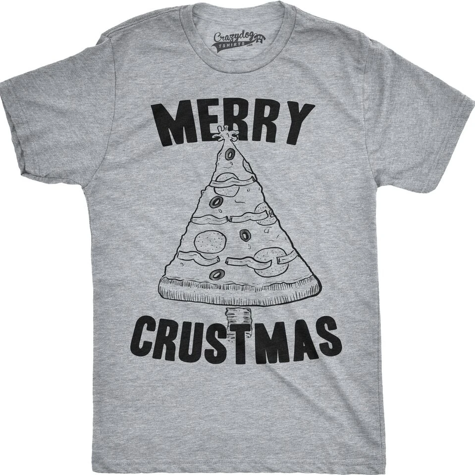 Merry Crustmas Funny Pizza Christmas Gift T-Shirt For Men and Women