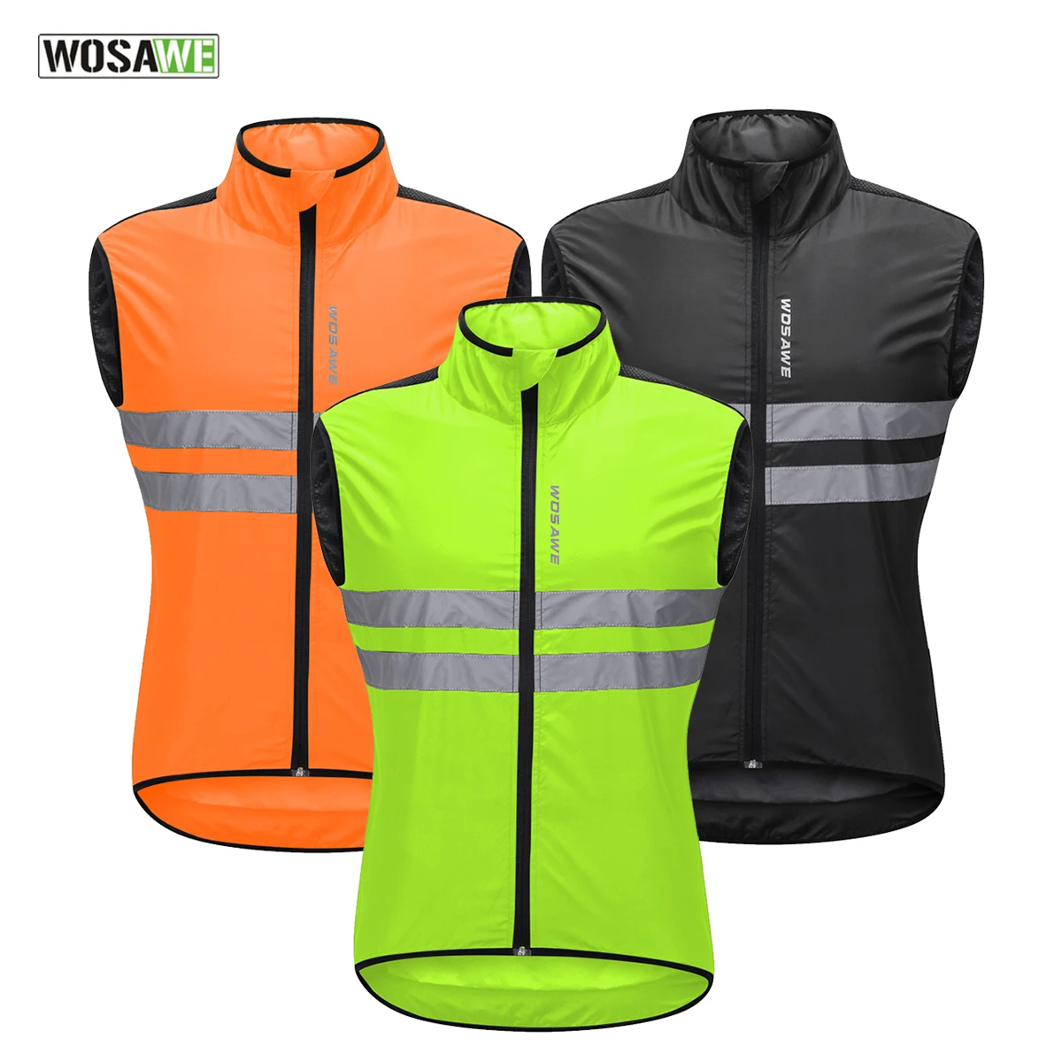 

WOSAWE Cycling Vest High Visibility Reflective Safety Vest Night Running Riding Motorcycle Jacket Waistcoat Green /size M-3XL