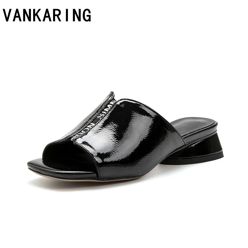 

brand summer shoes women flat sandals 2019 fashion mules for women microfiber leather peep toe slip on flip flops women slippers