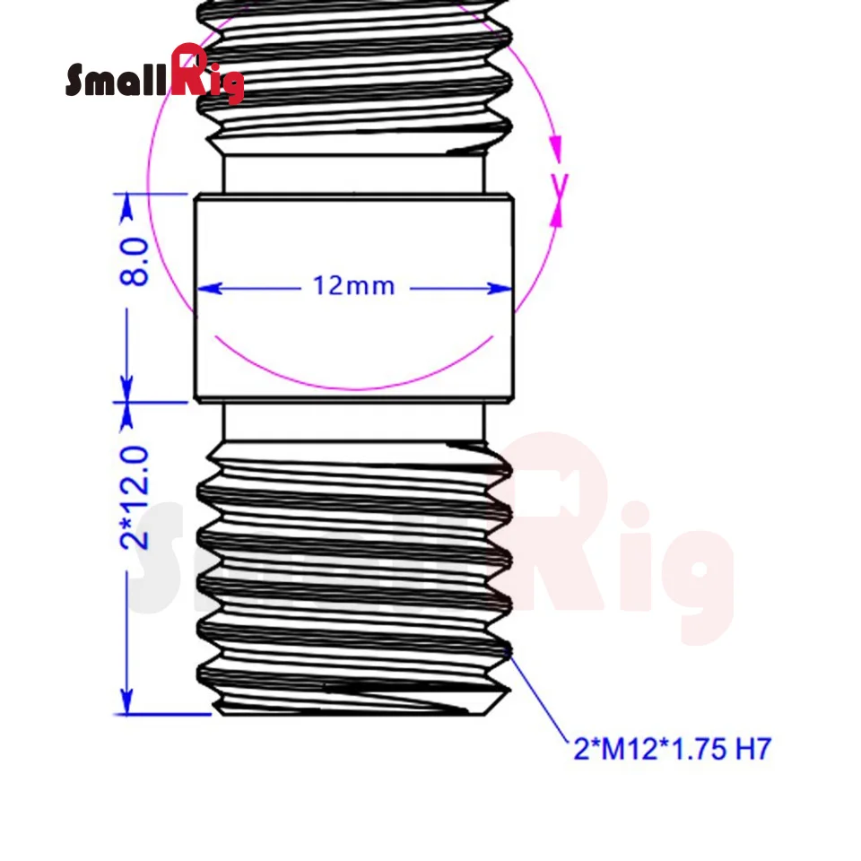 Соединитель стержня SmallRig с резьбой M12* 1.75H7 для стержней из алюминиевого сплава Smallrig 15 мм(упаковка из 2 шт.)-900