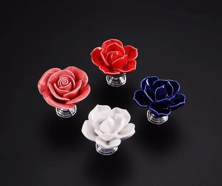 

FAST SHIPPING 43MM Colored Ceramic Lotus Knobs Mordern Style Cabinets Cupboard Handle and Porcelain Pulls