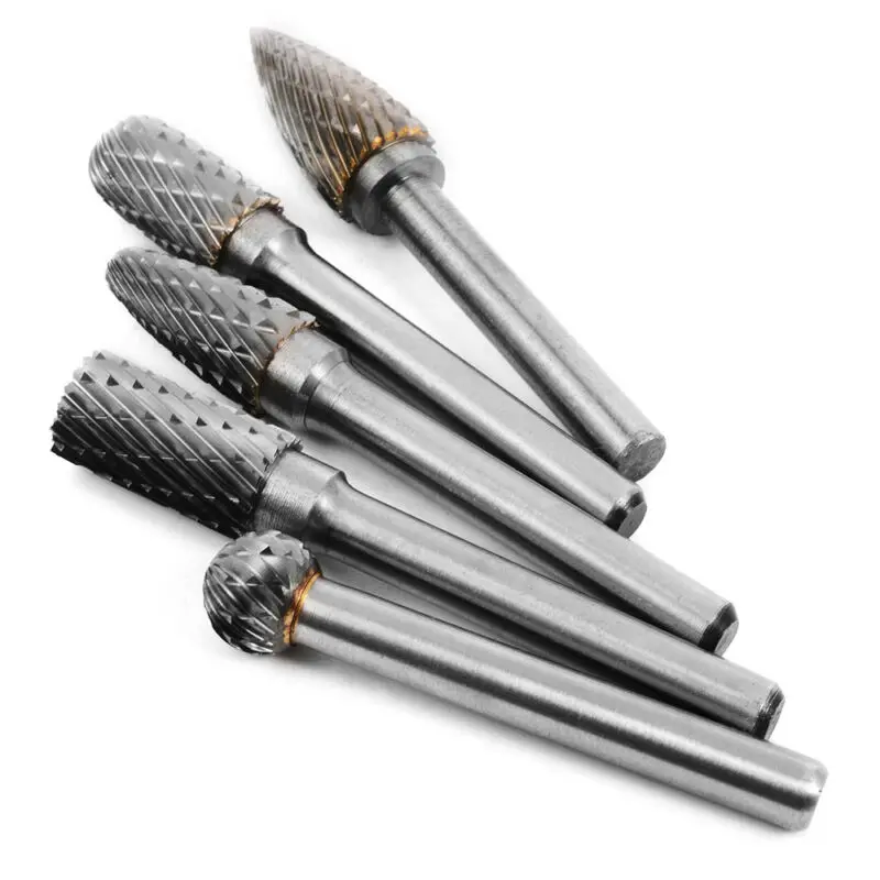 

5x/kit 1/4 Shank Tungsten Steel Solid Carbide CNC Engrave Cutter Rotary Burrs