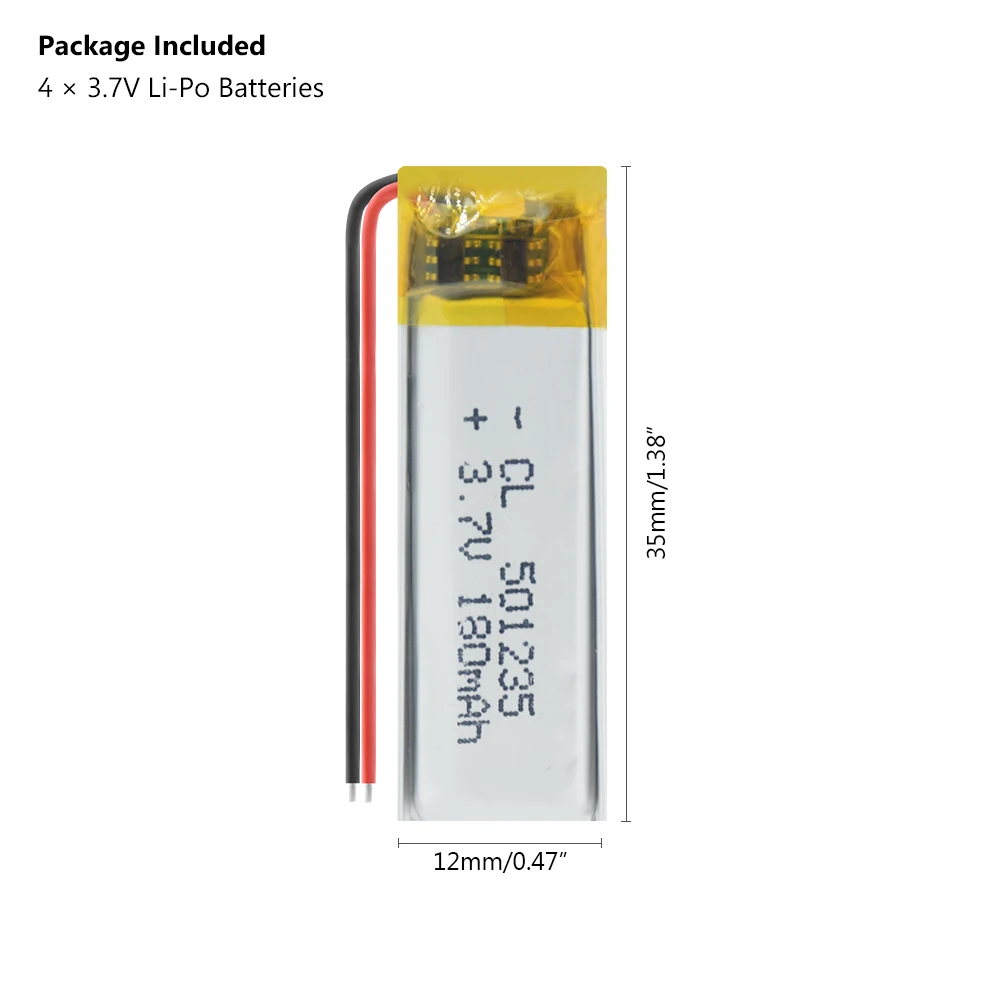 1/2/4 шт. 501235 3 7 v 180mAh литий полимерная батарея Вольт ли бо ионным lipo аккумуляторные