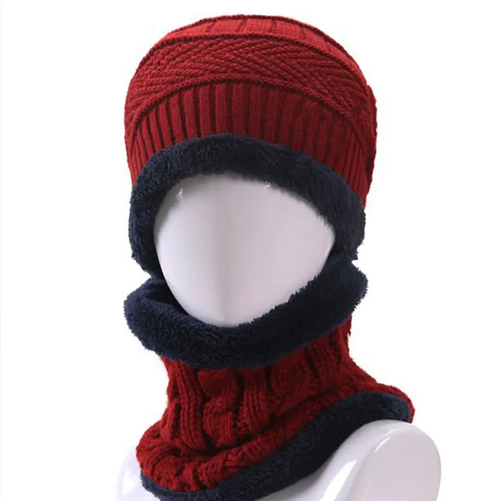 Унисекс модная шапочка Череп Кепки шерстяная вязаная зимняя шапка берет + шейный платок подарок новый