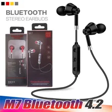 

30PCS/Lot 2018 NEW M7 V4.2 Wireless Bluetooth Earphones Magnet Attraction Earbuds With Mic Stereo for Smartphone Sport Running