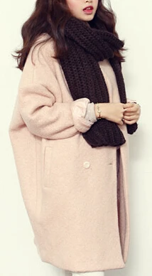 Зимнее модное женское новое пальто с длинным рукавом средней длины шерстяное пальто высокого качества свободное супер теплое шерстяное пальто для женщин G1814 - Цвет: Pale pink