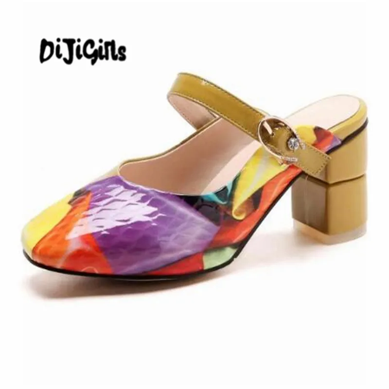 

DIJIGIRLS cow leather wedding wedges high heels summer colorful shallow square toe slip on dinner party luxury cozy pumps