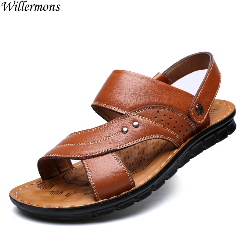 

Summer Men's Outdoor Fashion Beach Sandals Shoes Genuine Leather Men's Casual Slippers Sandalia Masculina