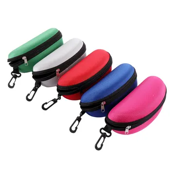 

NEW Portable Zipper Eye Glasses Clam Shell Sunglasses Hard Case Protector Box