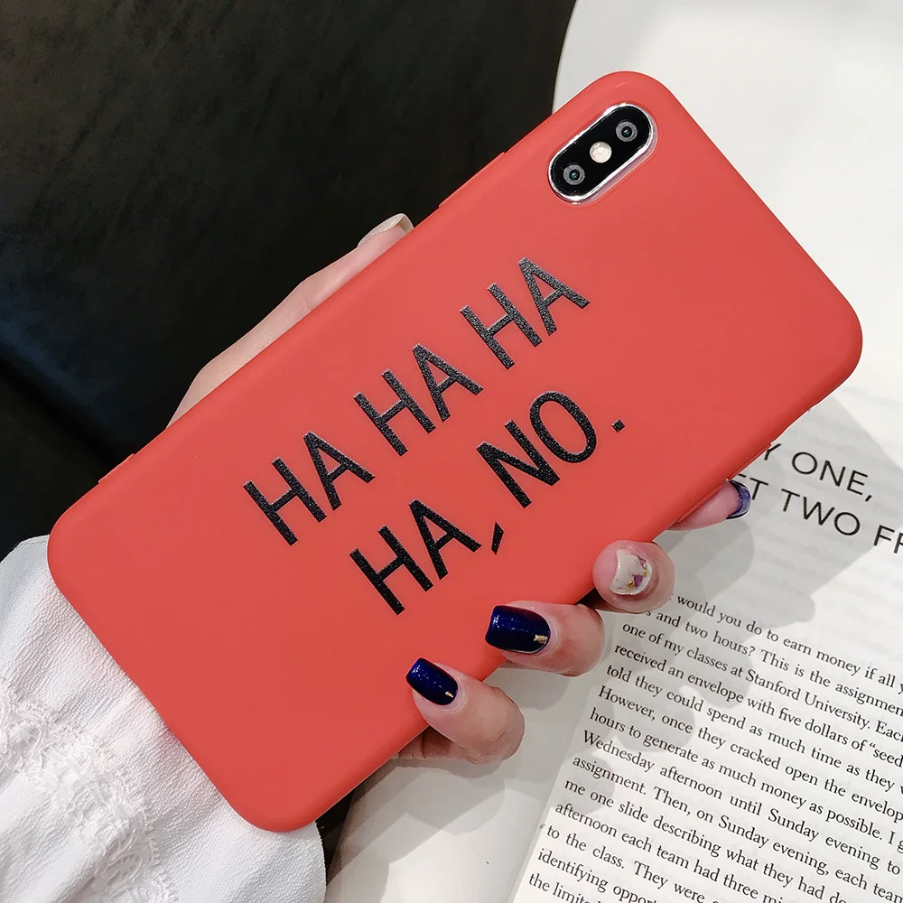KIPX1082R_1_JONSNOW Matte Phone Case for iPhone 6S 6P 7 8 Plus HA HA HA HA NO Pattern Soft Silicone Cases for iPhone X XR XS Max
