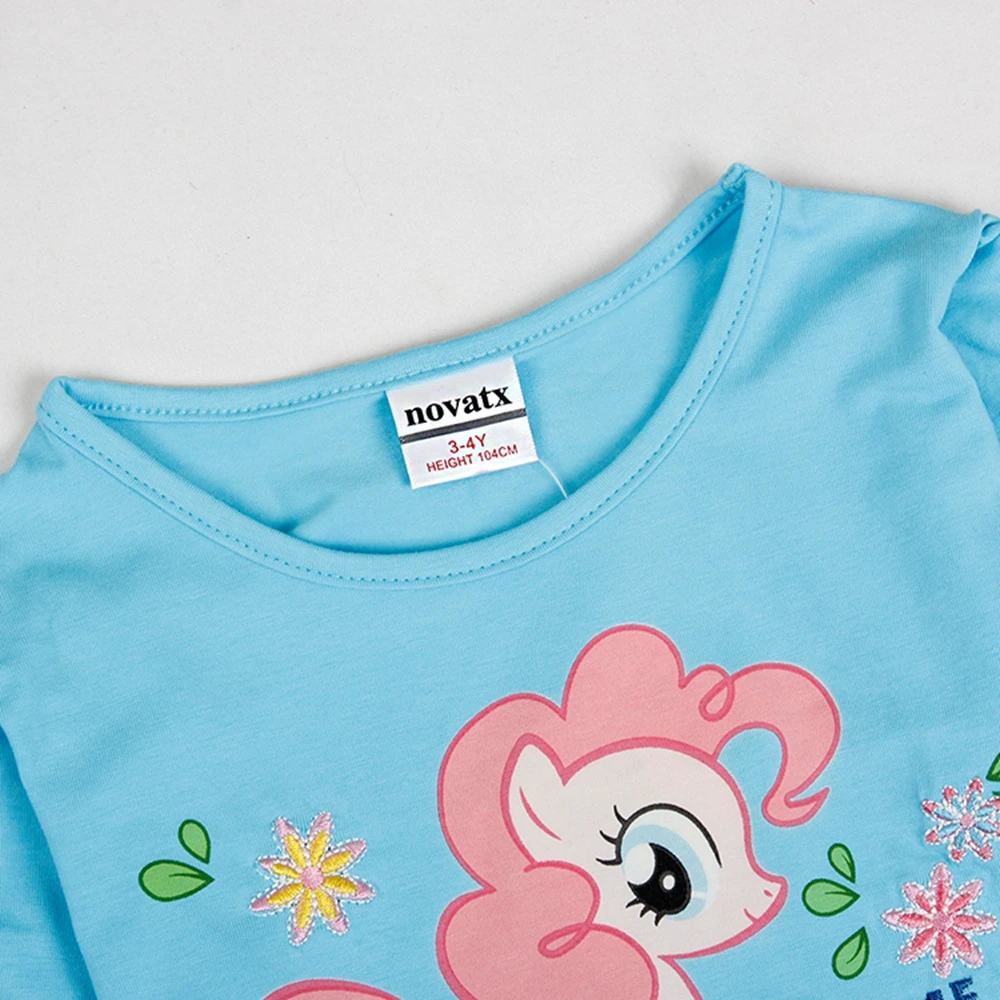 Girls Long Sleeve Dress Little pony Dress Spring Autumn Cotton Embroidered Girl Flowers for Kids Wearing Girls Dresses H6480D