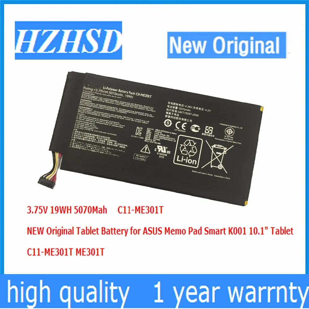 3 75 V 19WH 5070Mah Новый оригинальный C11-ME301T планшетный Аккумулятор для ASUS Memo Pad Smart K001 10 1