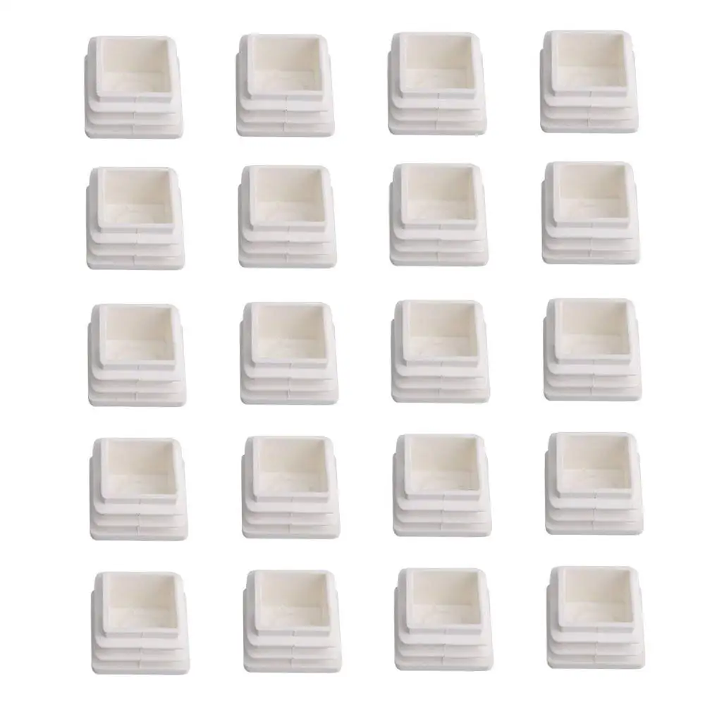 

20PCS 20x20mm White Square Tubing Plastic Plugs Caps Covers Tube Chair Furniture Glide Insert Finishing Plugs