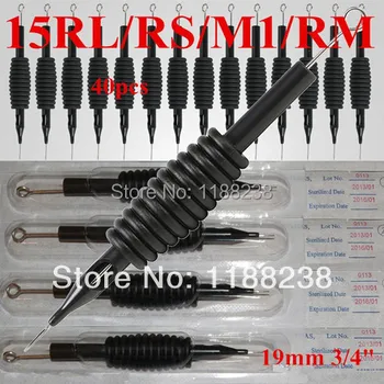 

40XDisposable 3/4" (19mm) Tattoo Grip Tube with Needle Assorted 15RL/RS/M1/RM Needle Machine Gun Free Shipping