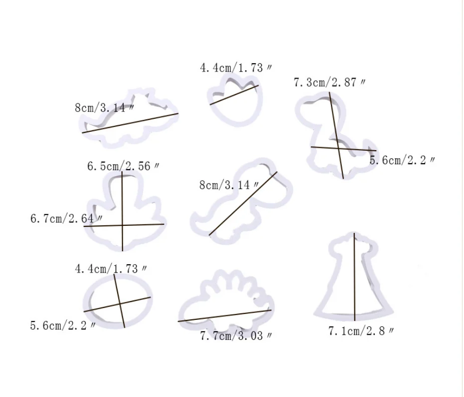 8 шт./компл. 3D динозавр формочки для печенья, Пластик печенья украшения формы животных Форма формочки для печенья