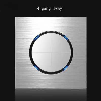 

86 type 4 gang 1 way Silver aluminum alloy panel Switch socket Five hole Northern Europe Industry Germany UK France socket