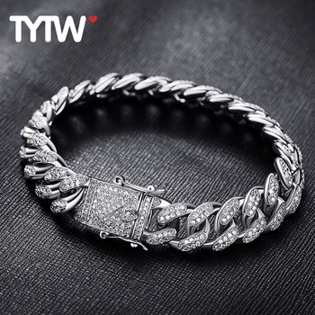 

TYTW hip hop cuban men bracelet curb Vintage Rope Chain Bangles & Bracelets Pulsera de los hombres Charms Jewelry