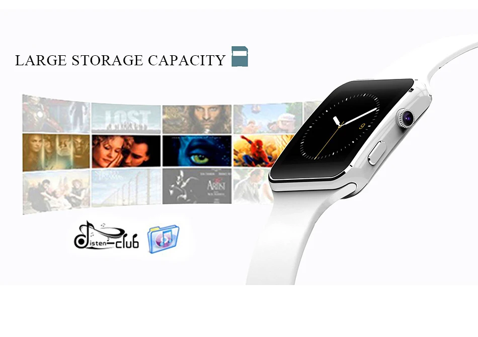 Smart watch touch screen X6 compatible with SIM card TF for IPhone Xiaomi Android IOS Storage Capacity