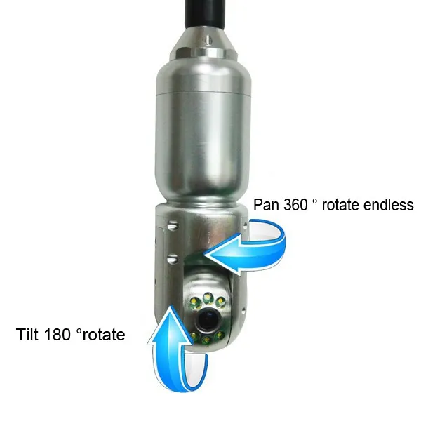 120 м Pan Tilt канализации камера робот дренажная труба Инспекционная камера канализация робот с питанием от батареи и PT Вращающаяся головка камеры