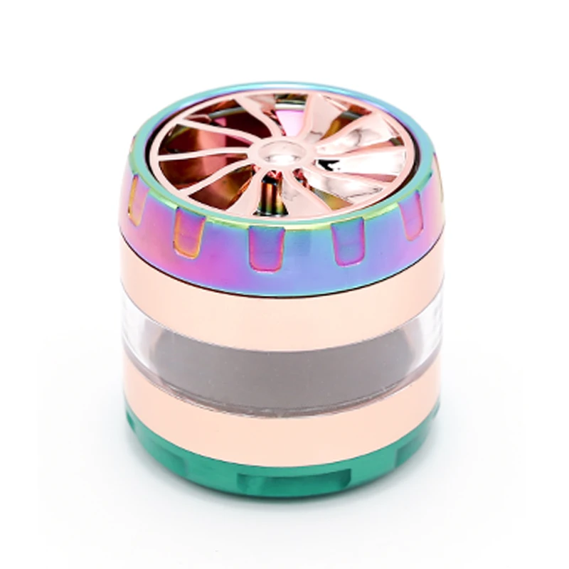 

Hot style 63mm tricolor Mosaic tobacco grinding, new creative 4-layer tobacco grinding machine, convenient and neat, free delive