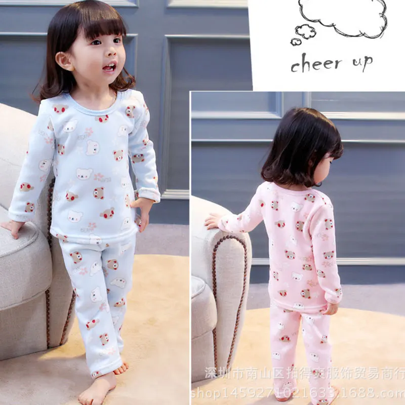 

Pajamas Set Winter Baby Warm Thickening Long Sleeves Tops+Pants Suit 2pcs Kids Children Clothes Set Boy Pajamas Autumn clothing