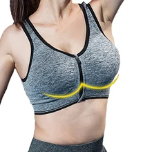 LENLINTA Women Fitness Sport Bra Shockproof Push Up Zipper Front Wirefree Padded Brassiere Seamless Crop Top