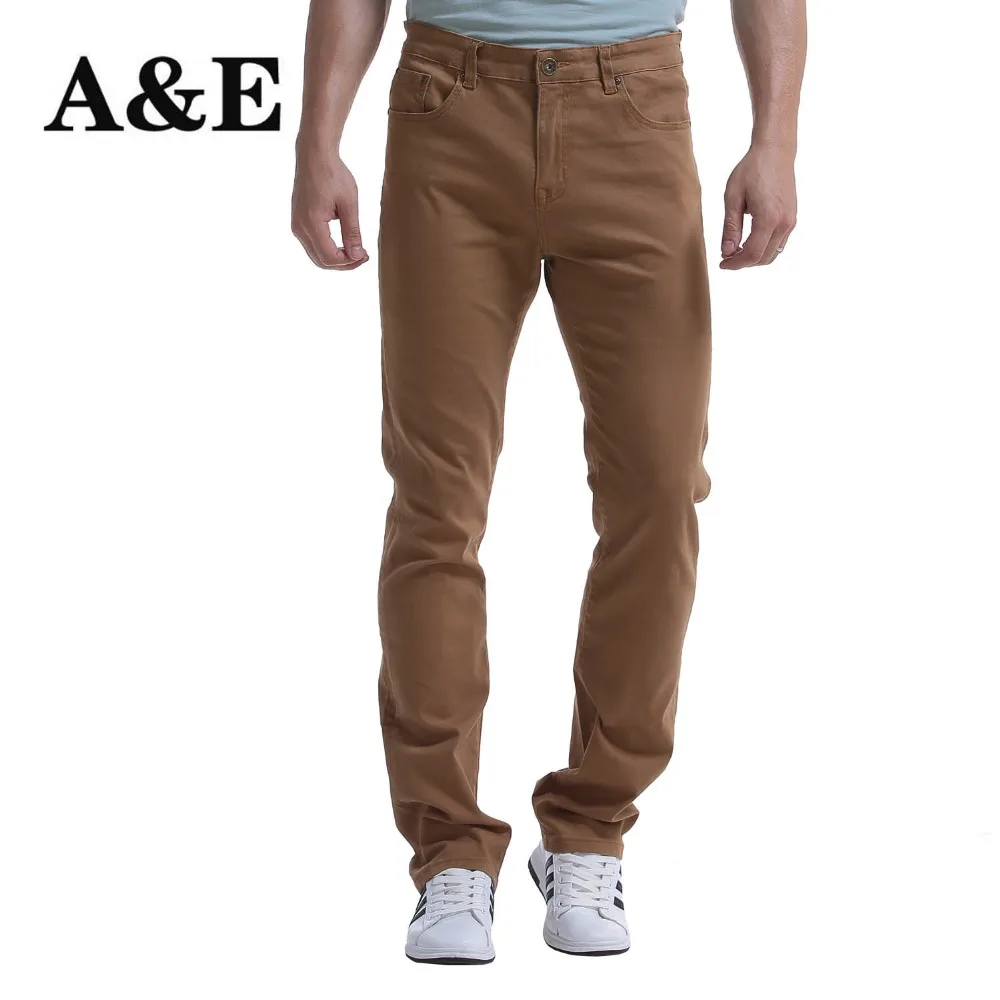 Alice & Элмер Для мужчин Stretch Regular Slim Fit прямые джинсы брюки цвета хаки