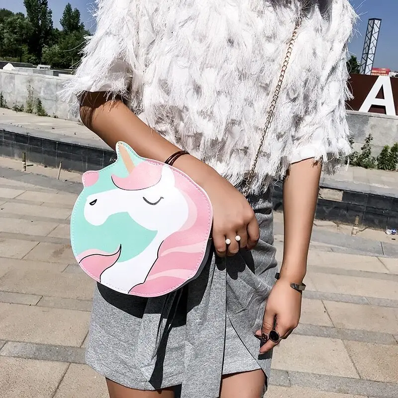 

Unicorns Cartoon Printed Shoulder Bag Girls Messenger Bags Women Fashion Cute Handbags Best quality Daughter Gift Chain pack Bag