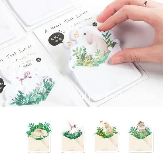 

1 Set Memo Pads Sticky Notes Kawaii Rabbit Paper Notepad iary Scrapbooking Stickers Office School stationery Bookmark