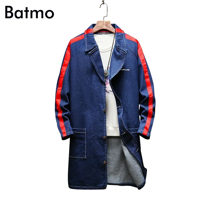 BATMO Новое поступление осенний высококачественный хлопковый джинсовый Тренч для мужчин, мужские джинсовые повседневные куртки, большие размеры S-4XL, F8929