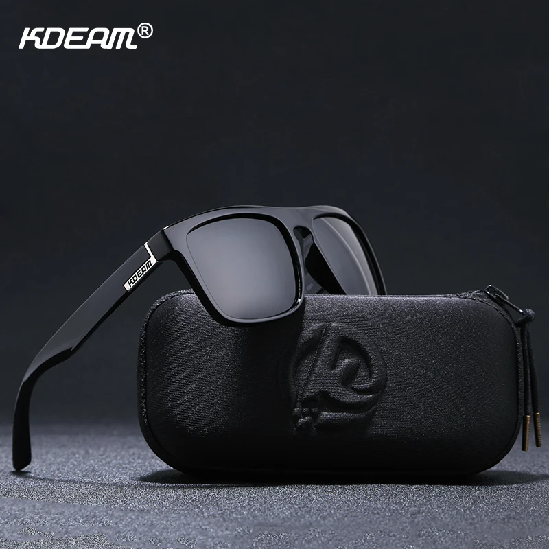 

KDEAM New 2019 Summer Sunglasses Men Sports Sun Glasses Polarized Women Brand Mirror lens Square UV400 With Case KD156