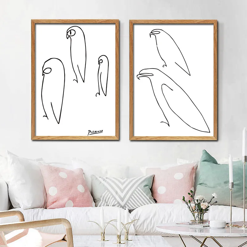 Nordic птицы знаменитый Пикассо Wall Art Холст Картина плакат Абстрактная живопись