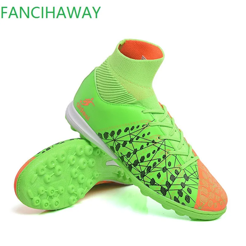 

FANCIHAWAY Children Adults TF High Ankle Football Shoes FG Indoor Soccer Cleats Shoes Men Boy Turf Superfly Futbol Women 31-46